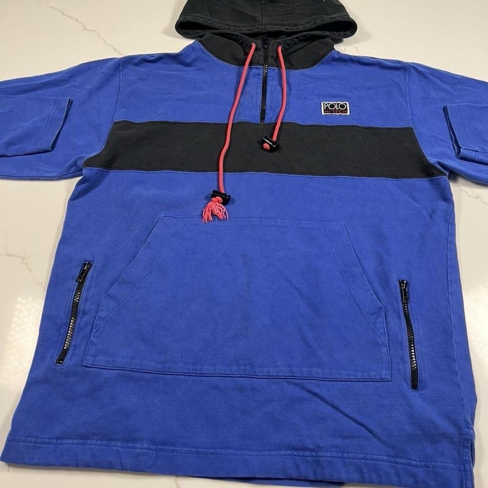 Vtg Polo Ralph Lauren Hi Tech Hoodie Sweatshirt‎ Medium 1/4 Zip